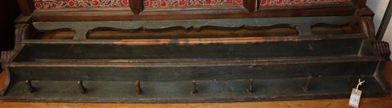 A 19th century hanging coat rack with original paint W.162cm